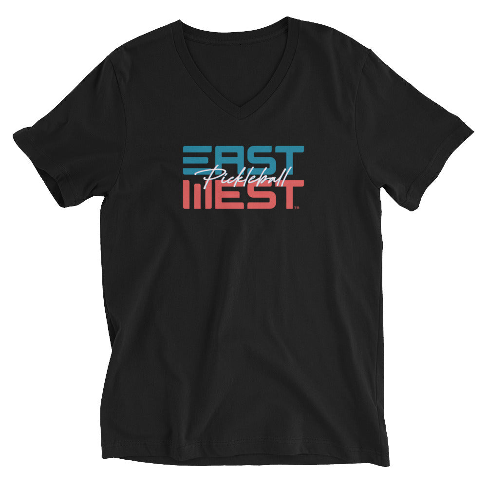 EastWest Pickleball Script Unisex Short Sleeve V-Neck T-Shirt